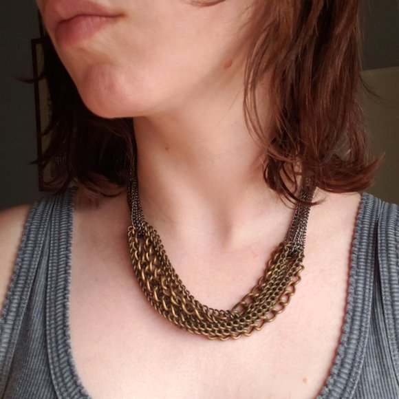 Mixed Metal Industrial Statement Necklace - Picture 1 of 3